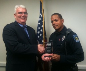 Campus security officer receives award  for “Outstanding Performance” from ASIS International