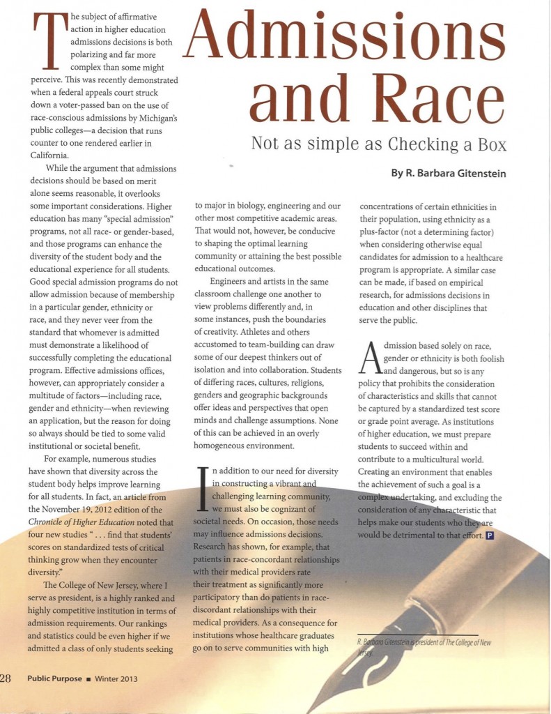 admissions and race