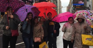 CCS seniors in Times Square: Julia Sternleib, Nicole Disipio, Kayla DiSibio, Christine Rybicki, Matthew Iannaccone, Christina Alaimo, Charleigh King