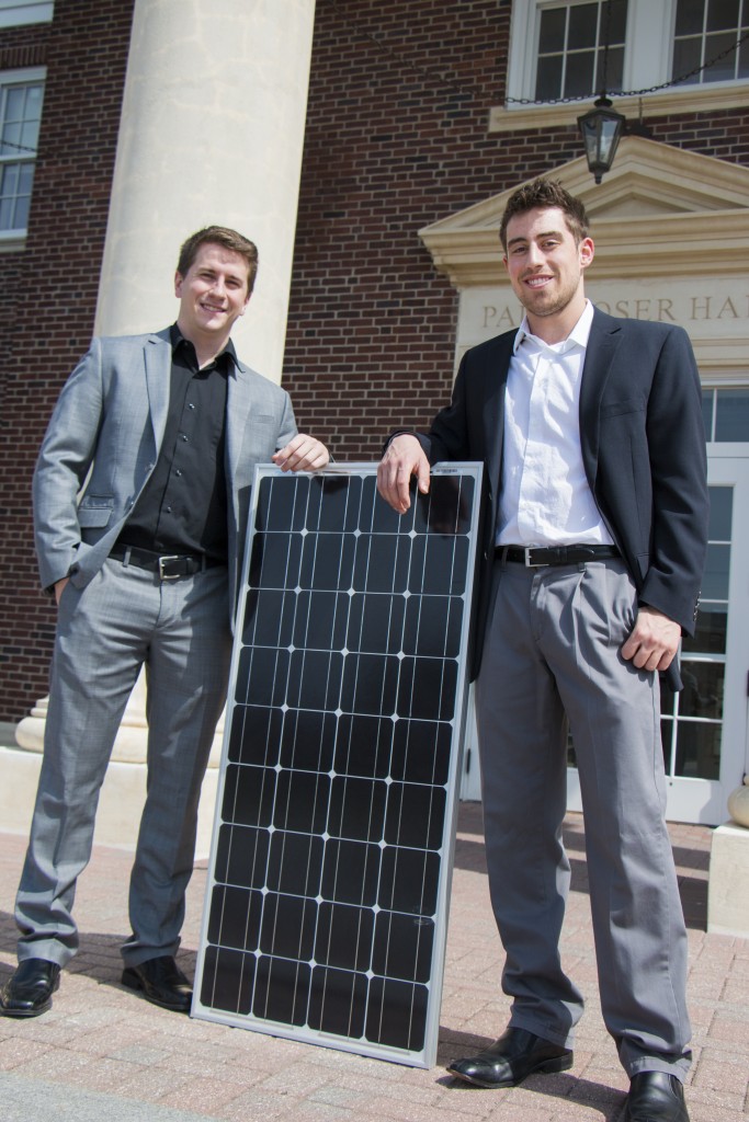 Combs and Freschi, the winning duo of the 2016 Mayo Business Plan Competition. Photo by Luke Schoener.