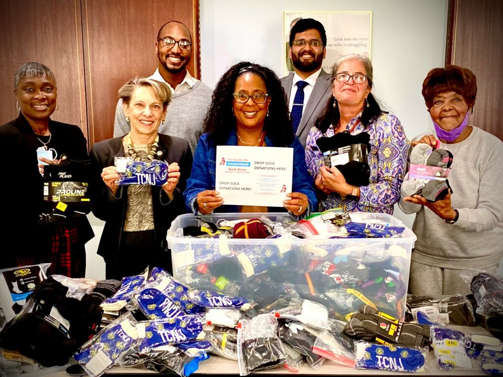 TCNJ community collects 1,200 pairs of socks for Rescue Mission of Trenton