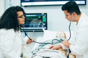 nursing students in the simulation lab