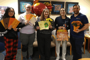 Noa Mikes, Laura Near, both TCNJ students, Malissa Arnold, senior community relations representative, Princeton House Behavioral Health, Victoria Mus, Sr. Allied Clinical Therapist, Princeton House Behavioral Health, and Eric Van Eck, recovery and prevention coordinator of the TCNJ Collegiate Recovery Program